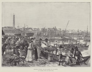 Croquis au Brésil, le marché aux poissons, Rio de Janeiro - Melton Prior